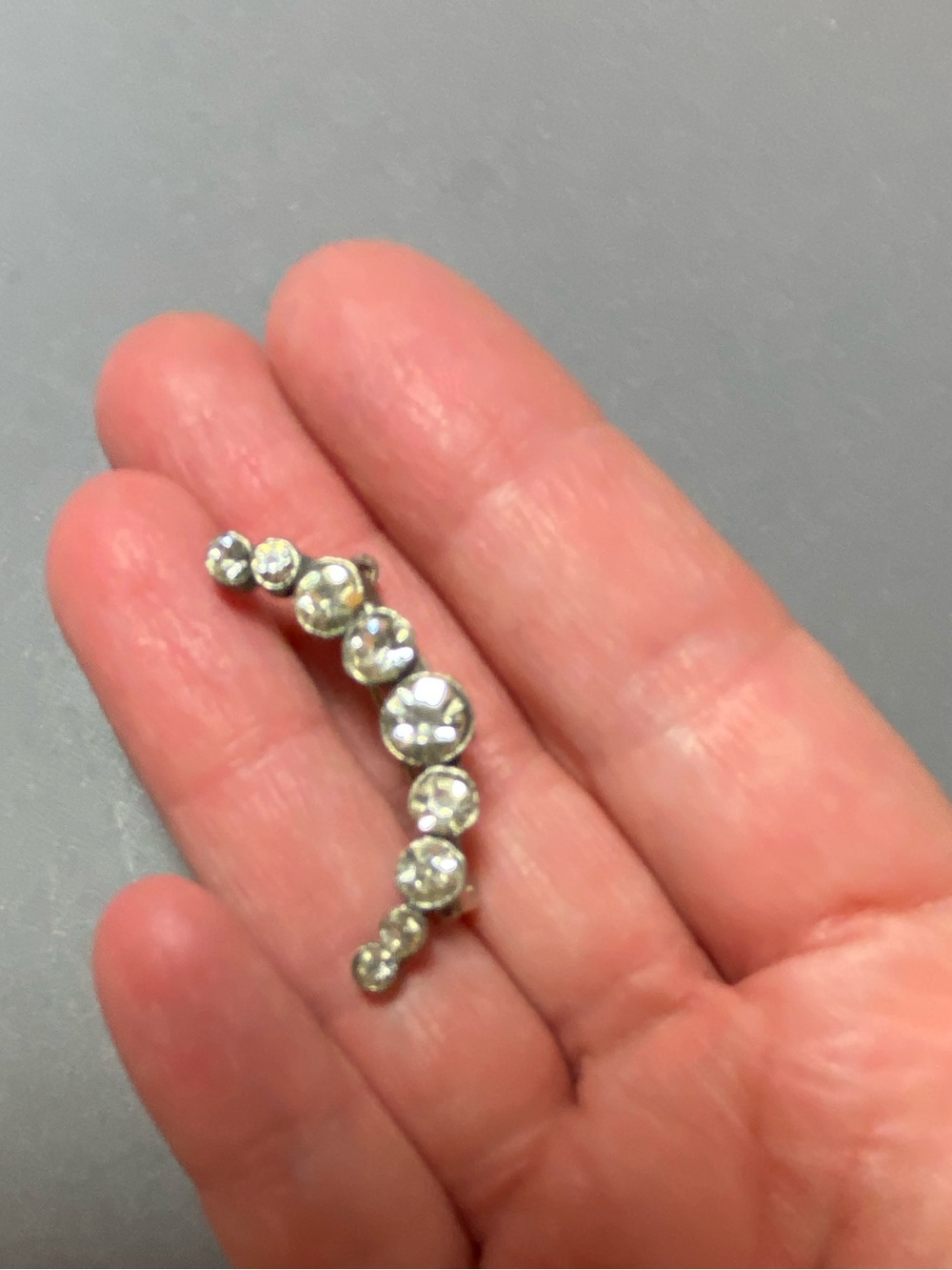 Vintage crescent moon rhinestone pin